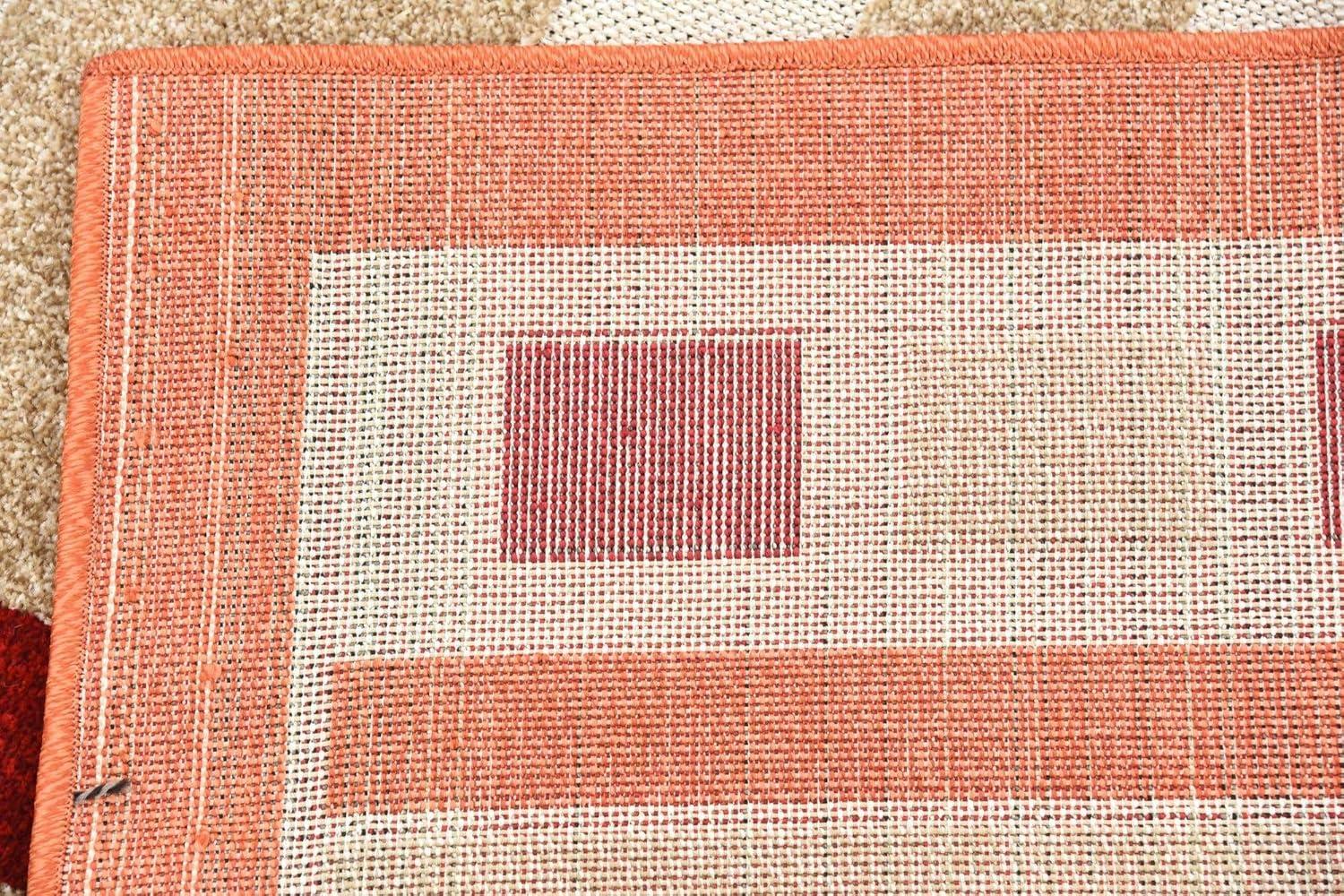 Burgundy and Beige Geometric 8' x 10' Outdoor Area Rug