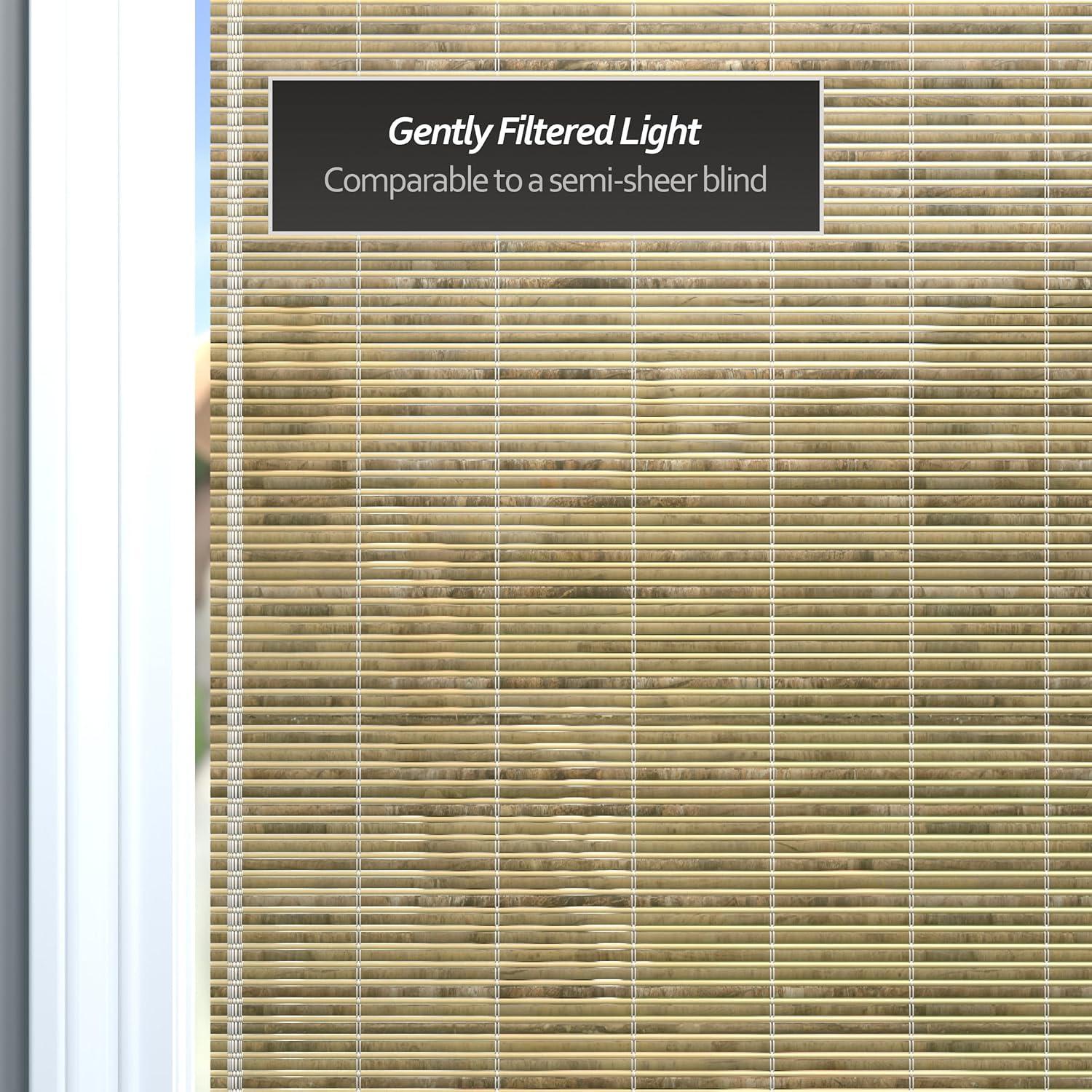 Oriental Furniture Cordless Light Filtering Bamboo Roman Window Shades, Beige, 2" x 24"