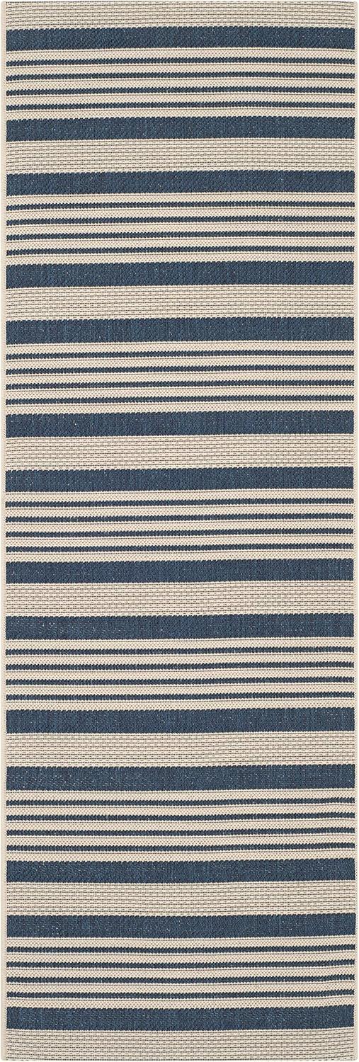 Courtyard CY6062 Power Loomed Indoor/Outdoor Runner Rug - Navy/Beige - 2'3"x6'7" - Safavieh.