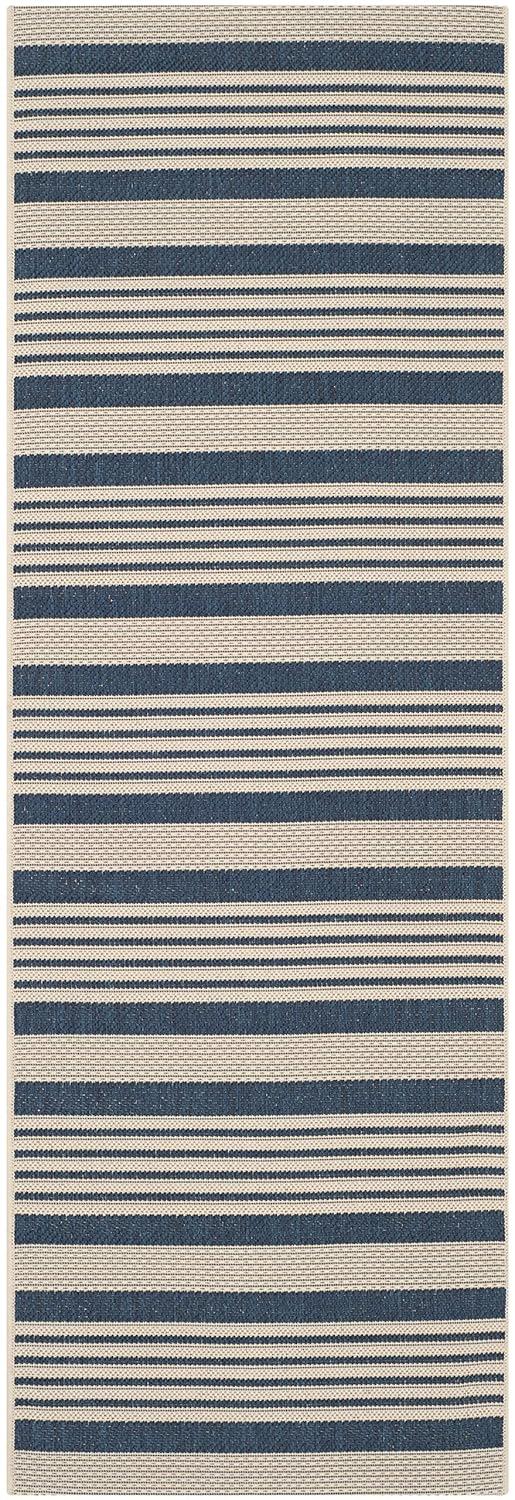 Courtyard CY6062 Power Loomed Indoor/Outdoor Runner Rug - Navy/Beige - 2'3"x6'7" - Safavieh.