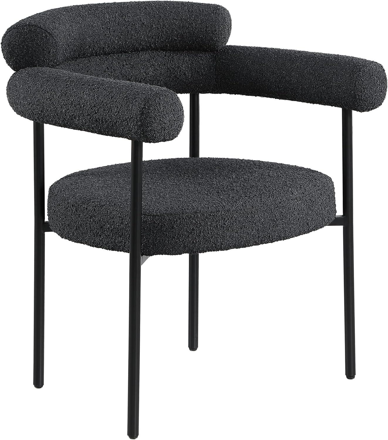 Meridian Furniture Blake Black Boucle Fabric Dining Chair Set of 2