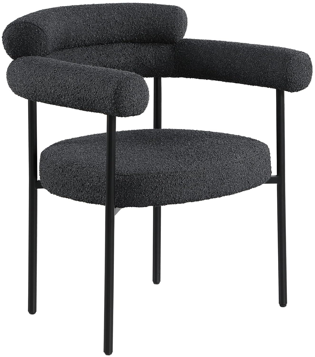 Meridian Furniture Blake Black Boucle Fabric Dining Chair Set of 2