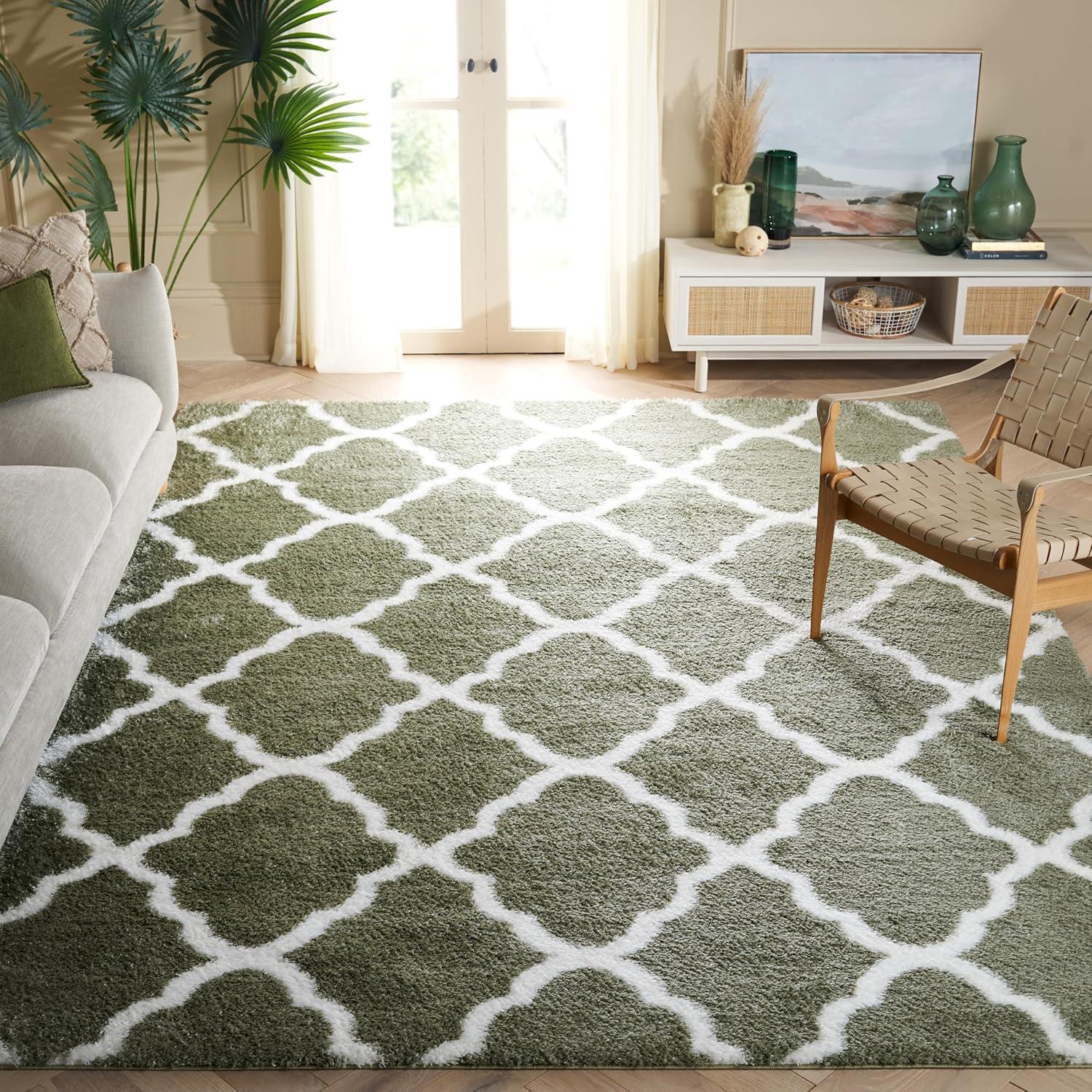 Tahoe Shag THO675 Power Loomed Area Rug - Sage/White - 8'x10' - Safavieh.