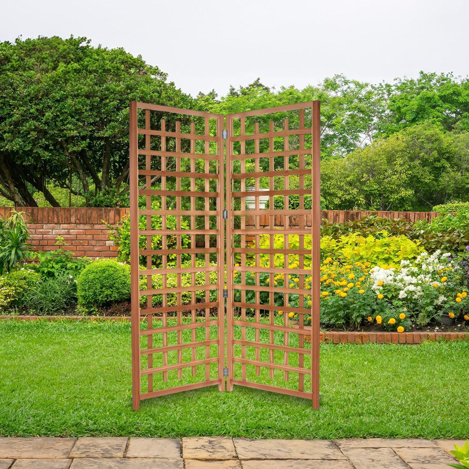 All Things Cedar 2-Piece" Outdoor Single Trellis Handcrafted for Climbing Plants with Snug-Fitting Parts and Sanded Finish for Patio Privacy Screens