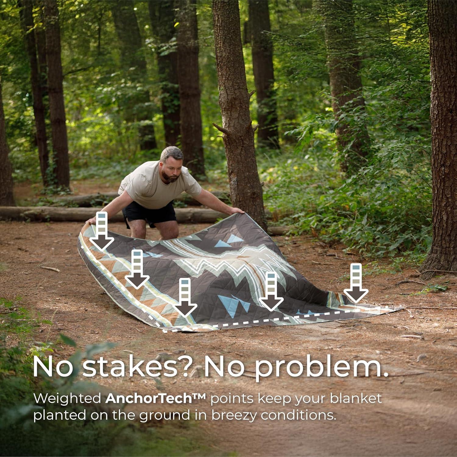 CORE Staydown Anchortech Outdoor Travel Weighted Ground Blanket (Blue)