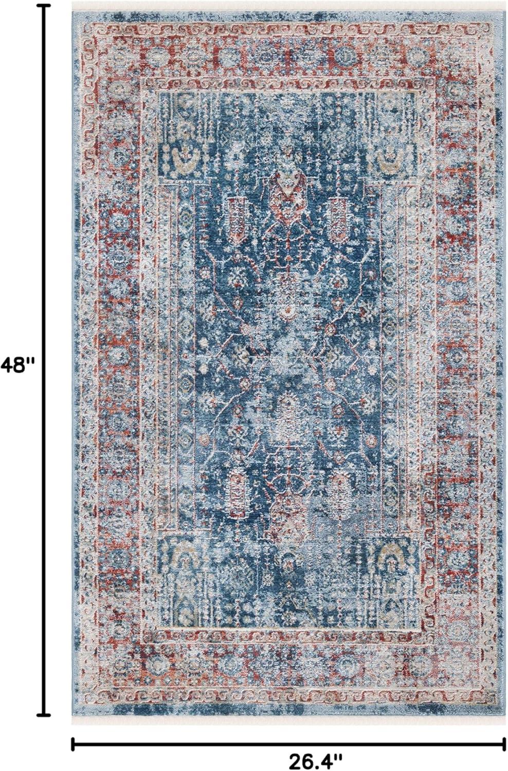 SAFAVIEH Victoria Bethanie Floral Bordered Area Rug, Navy/Red, 2'2" x 4'