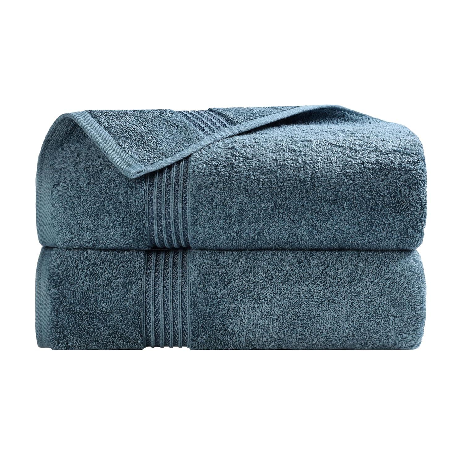 Superior Heritage Certified Egyptian Cotton Plush Absorbent Luxury Bath Towel (Set of 2)