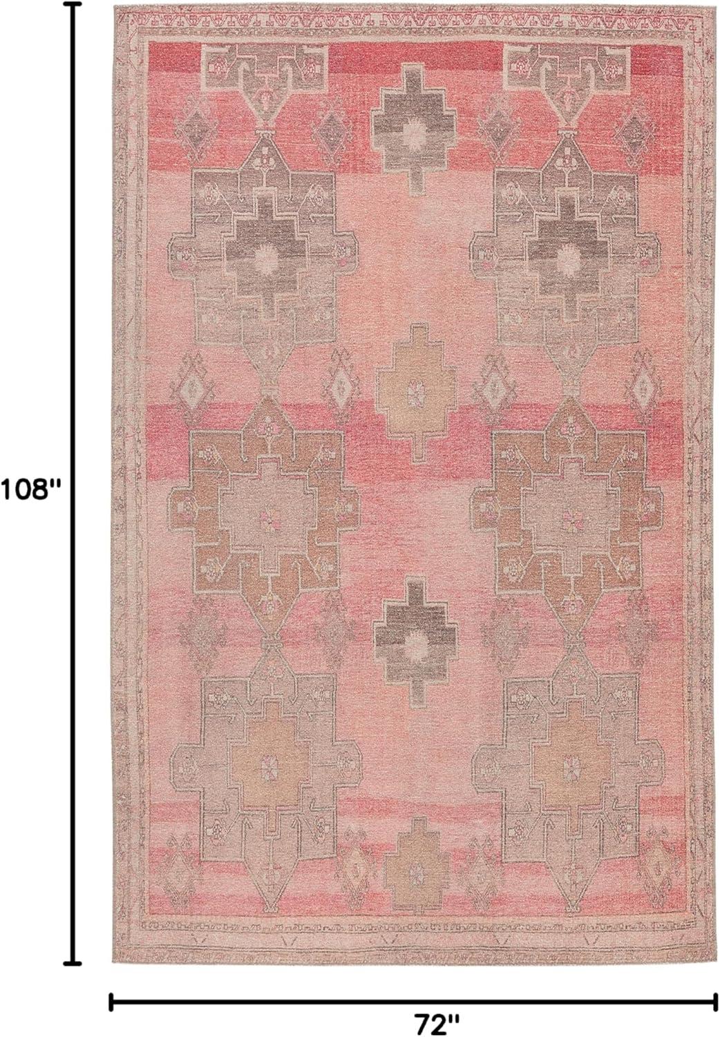 Kairos Pink and Tan Medallion 6' x 9' Synthetic Area Rug