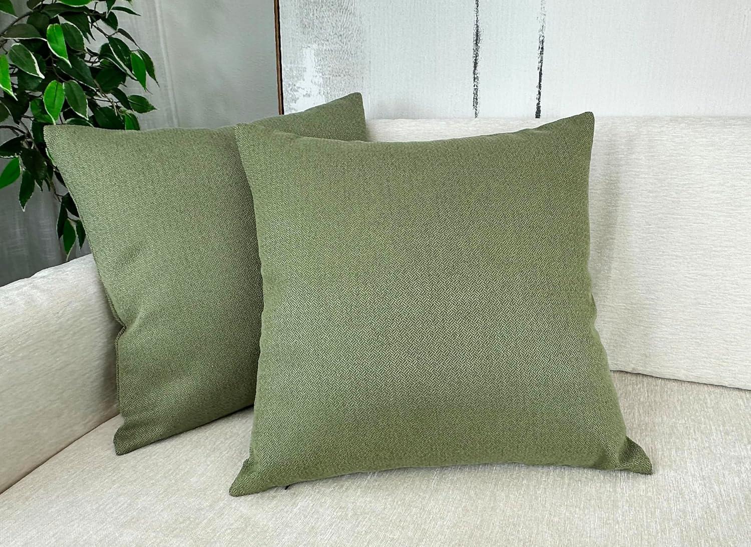 Aiking 2 Pieces of 18" x 18" Brushed 100% Polyester Decorative Throw Pillow Covers, Zipper Closure, Basil