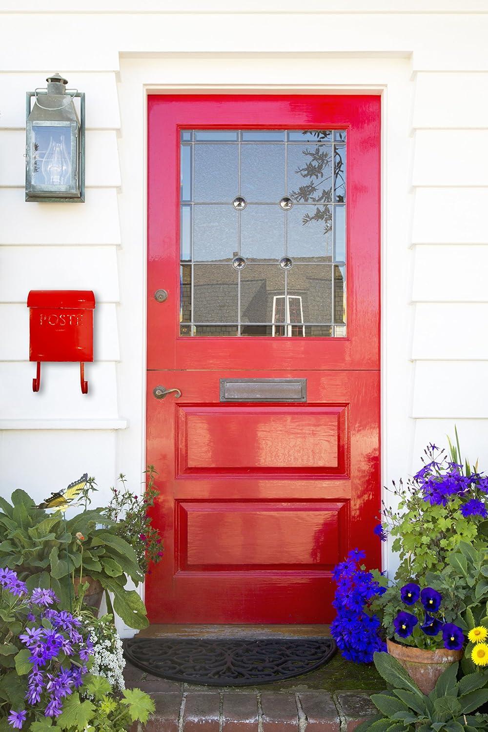 Rustic Red Metal Wall Mounted Mailbox with Newspaper Holder