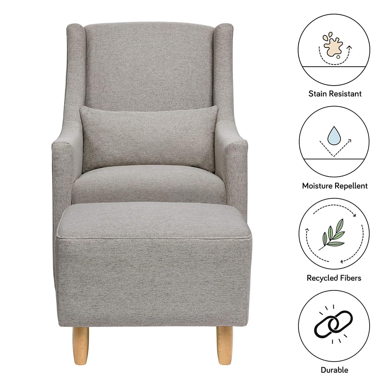 Eco-Weave Grey Swivel Glider with Ottoman for Modern Nurseries