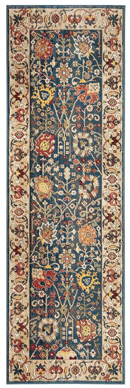 Kashan KSN303 Power Loomed Runner Rug - Blue/Tan - 2'6"x8' - Safavieh