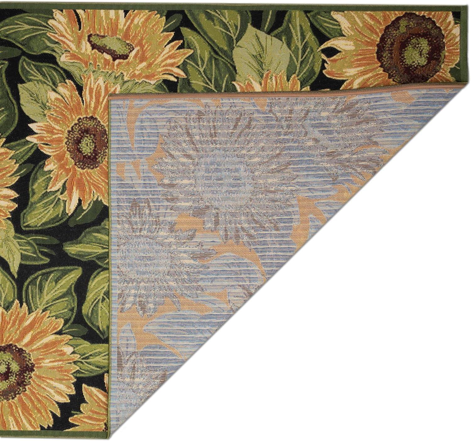 Liora Manne Marina Sunflowers Indoor/Outdoor Rug Black 3'3" x 4'11"