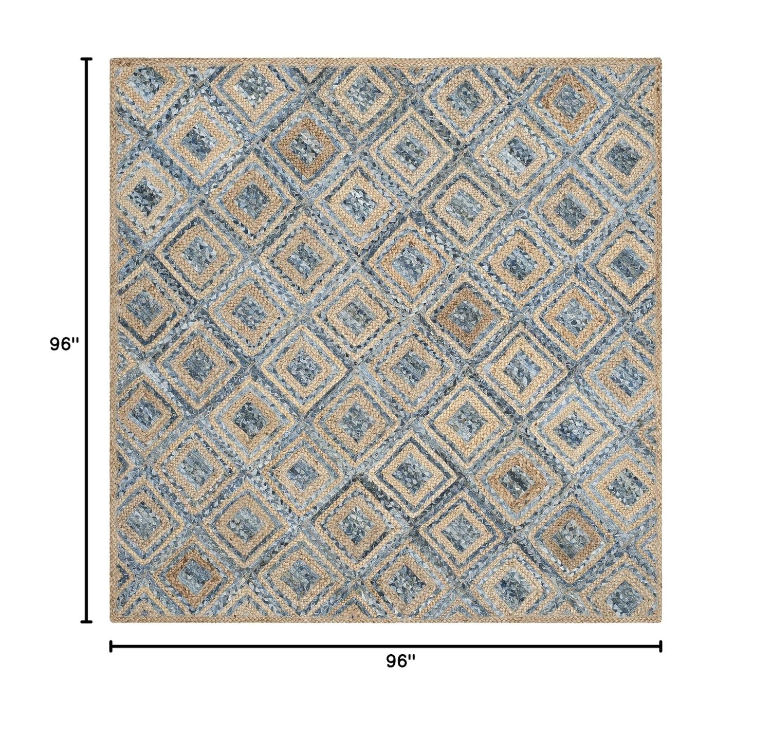 Cape Cod CAP354 Woven Indoor Area Rug - Natural/Blue - 8'x8' - Safavieh