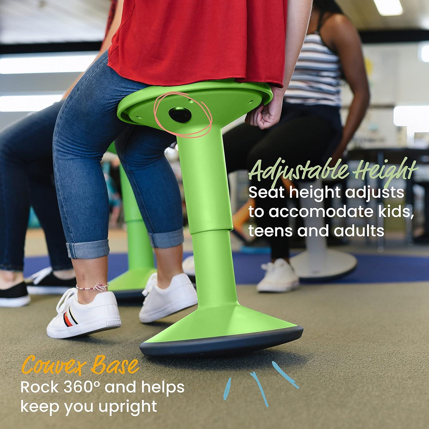 ECR4Kids SitWell Height-Adjustable Wobble Stool - Active Flexible Seating Chair for Kids and Adults - School and Office