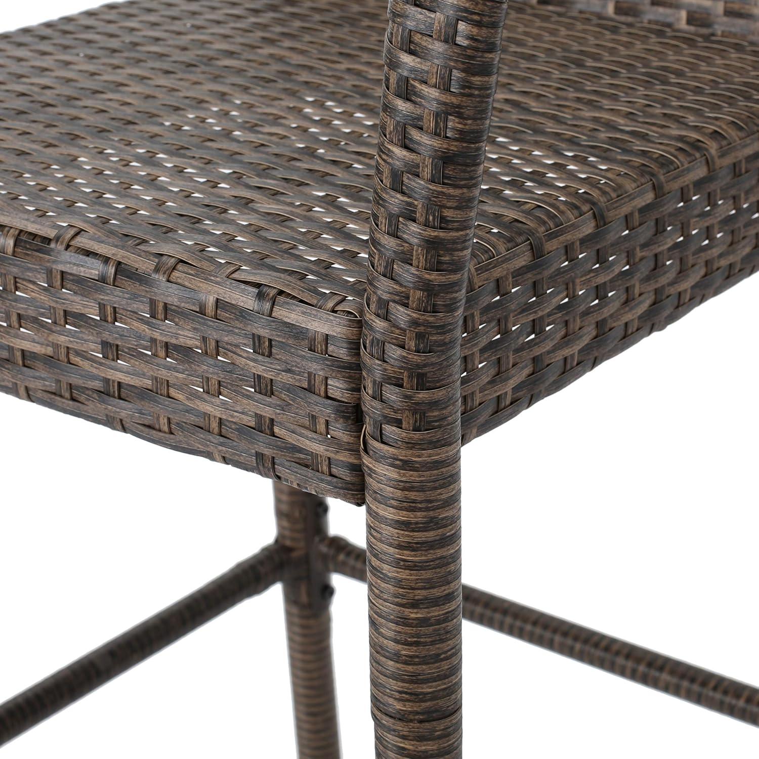 Delfina 2pk Wicker Barstool - Mix Mocha - Christopher Knight Home: UV & Weather-Resistant, Powder-Coated Frame