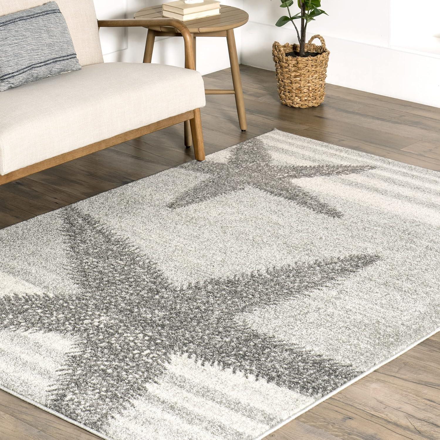 Nuloom Starfish Animal Print 4x6 Indoor Area Rug for Living Room Bedroom Dining Room Kitchen, Grey/Blue
