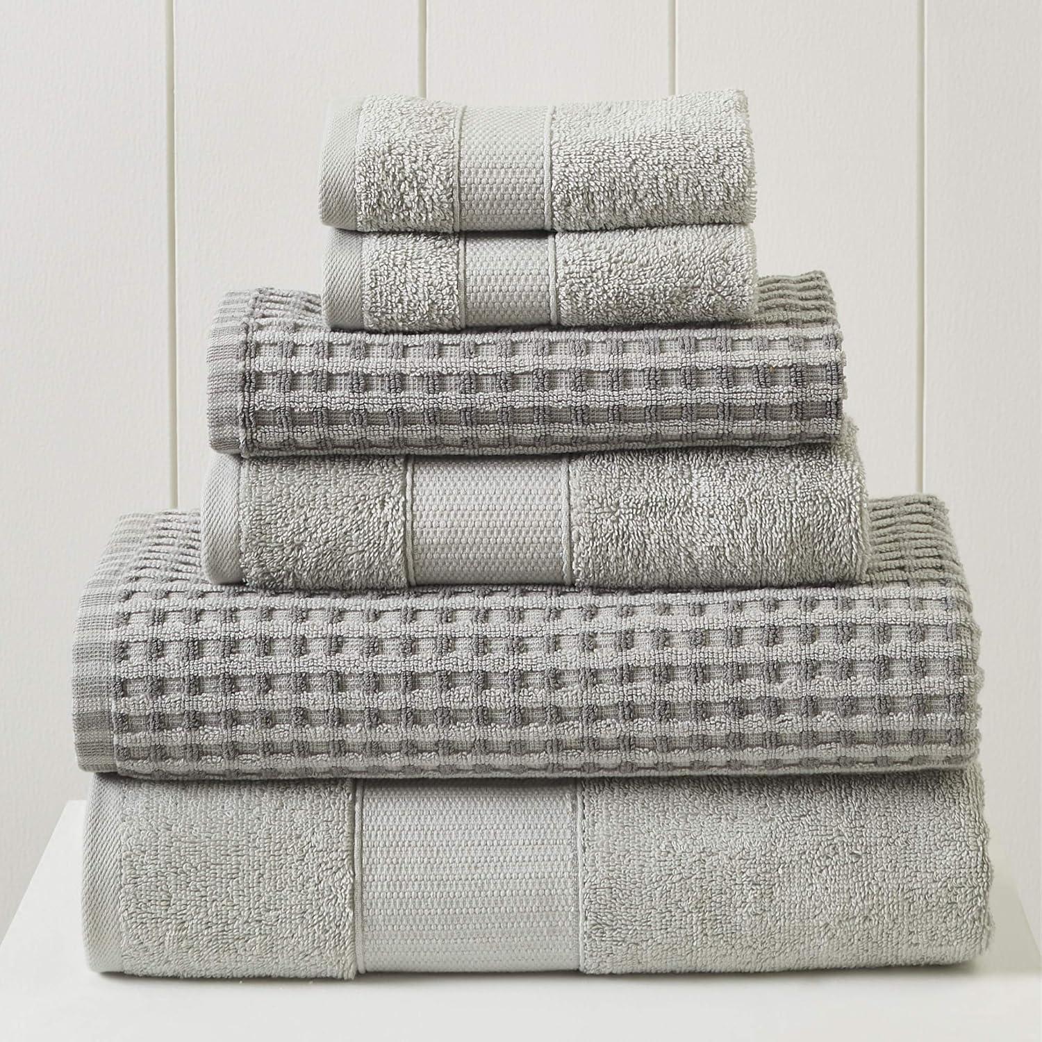 Modern Threads 6 Piece Yarn Dyed Jacquard Towel Set, Cobblestone.