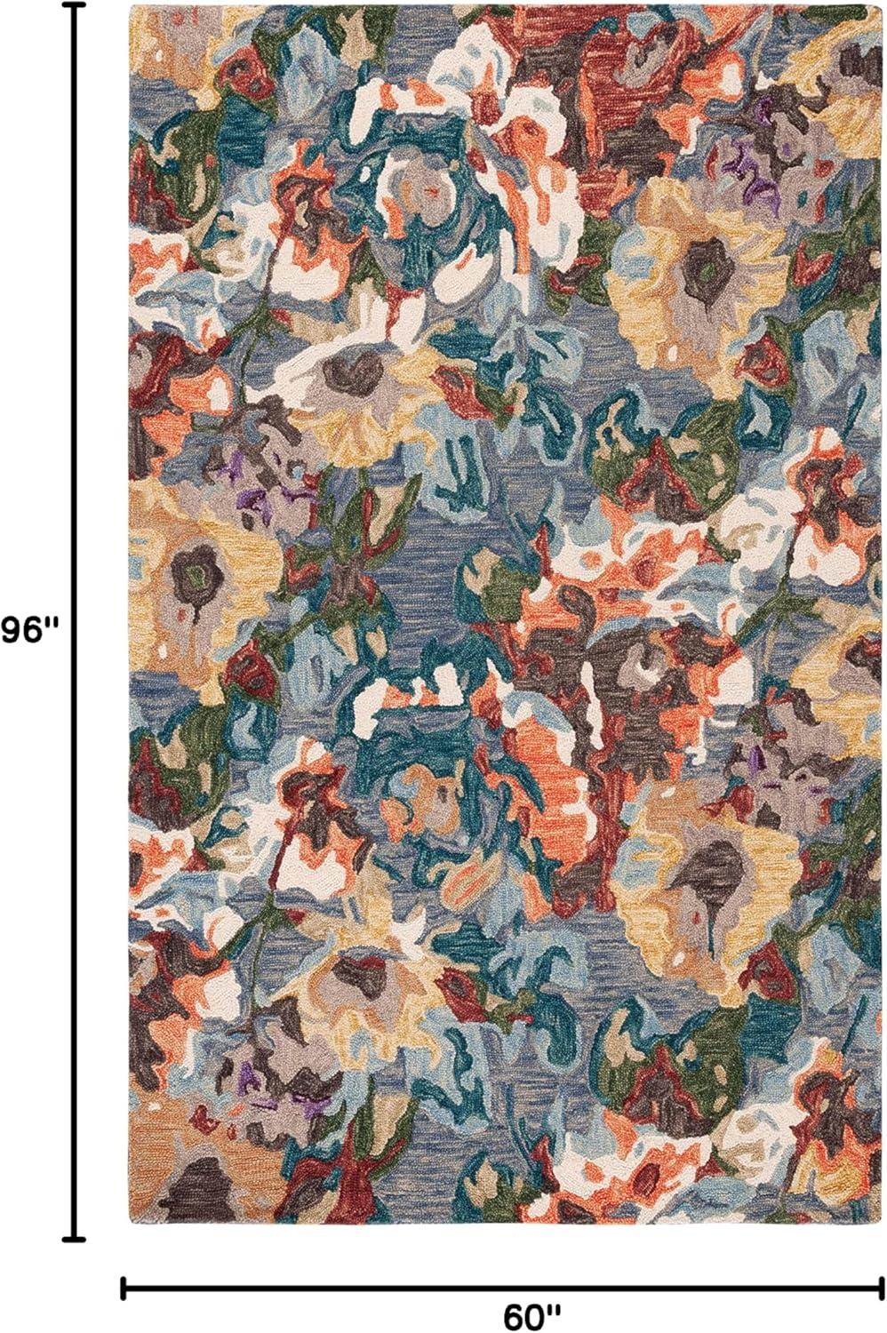 SAFAVIEH Blossom Ewart Floral Area Rug, Light Blue/Rust, 5' x 8'