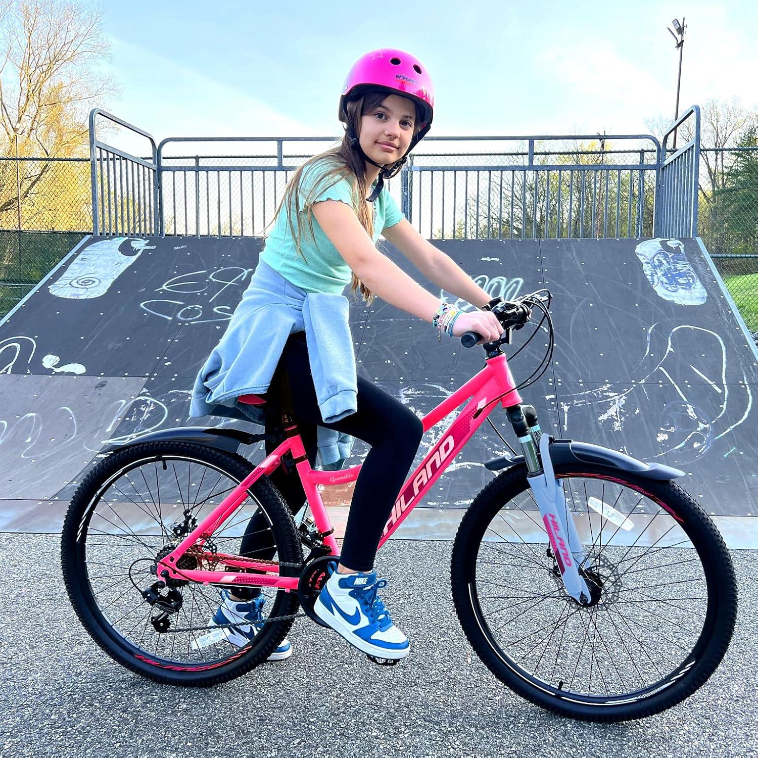 26-Inch Pink Carbon Steel Mountain Bike with 21 Speeds