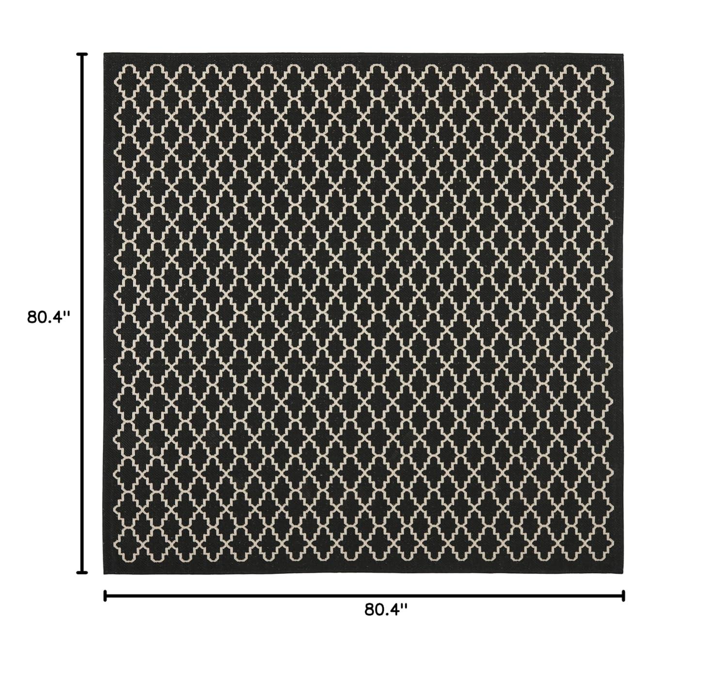 Courtyard CY6919 Power Loomed Indoor and Outdoor Area Rug - Black/Beige - 6'7"x6'7" - Safavieh