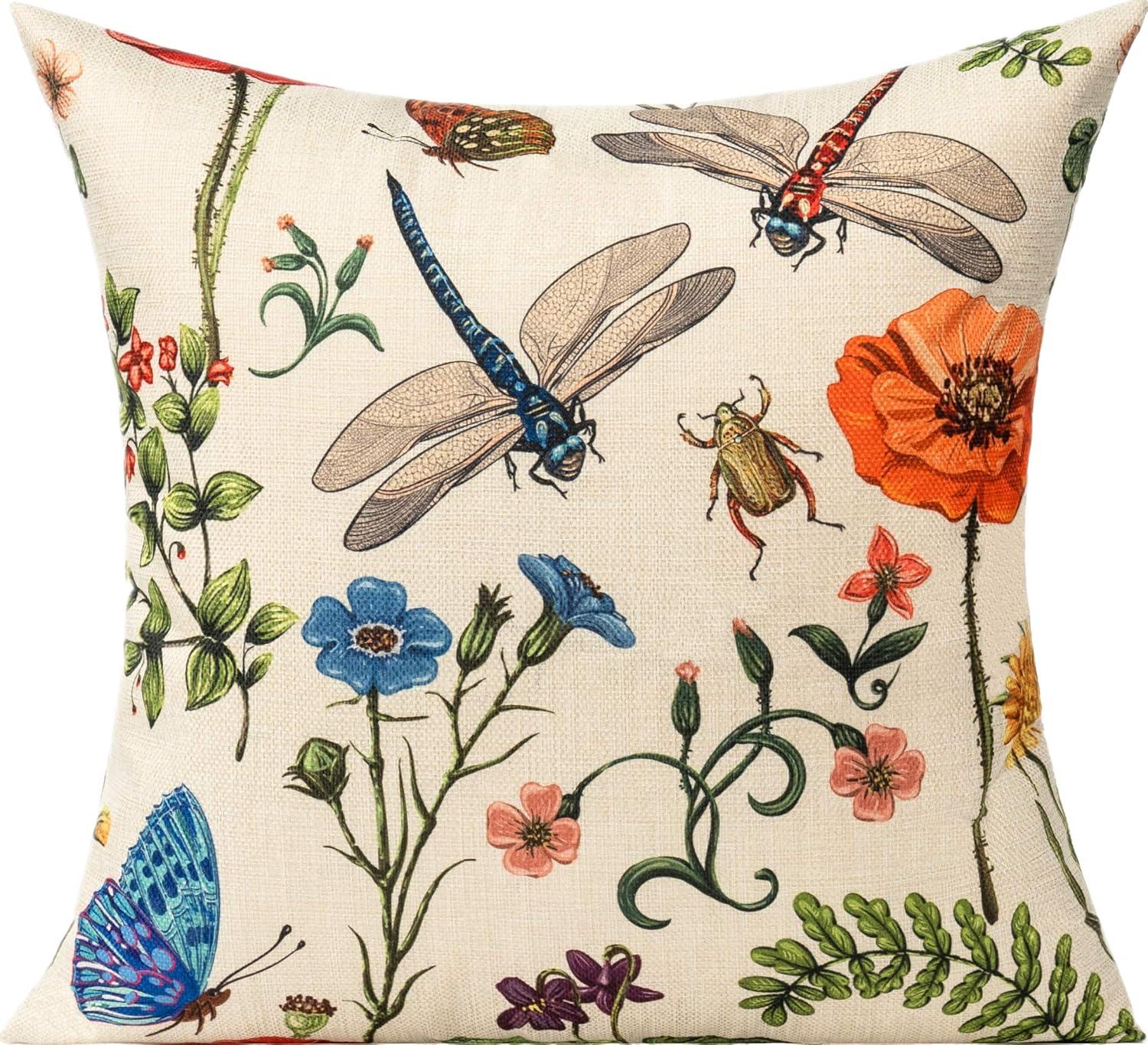 All Smiles Outdoor Patio Throw Pillow Covers 20x20 Set of 4 Spring Summer Garden Flowers Farmhouse Décor Outside Furniture Bench Chair Decorative Cushion Cases for Swing Deep Seat Bed Couch Sofa