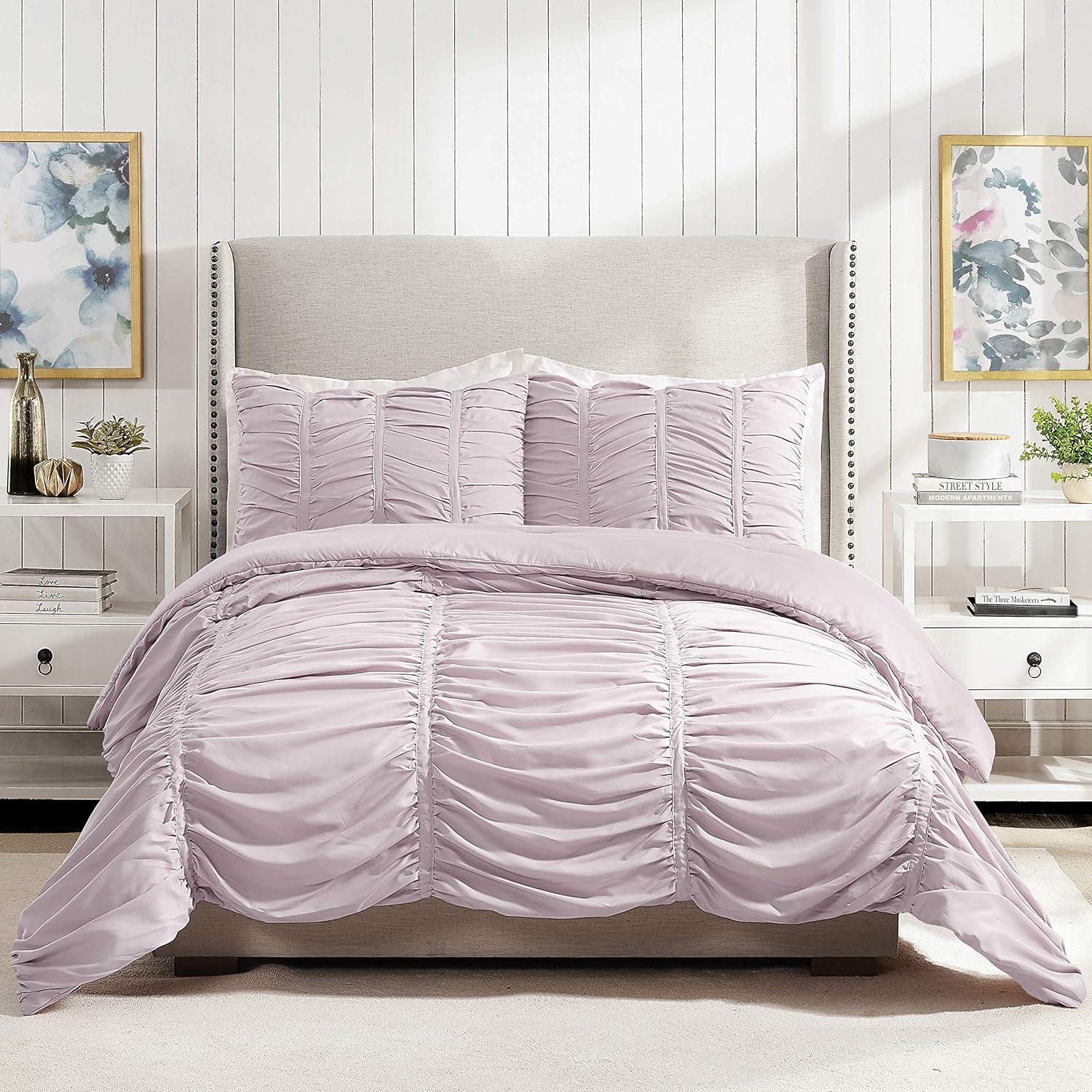 Modern Heirloom Emily Ruched Solid Textured Comforter Set