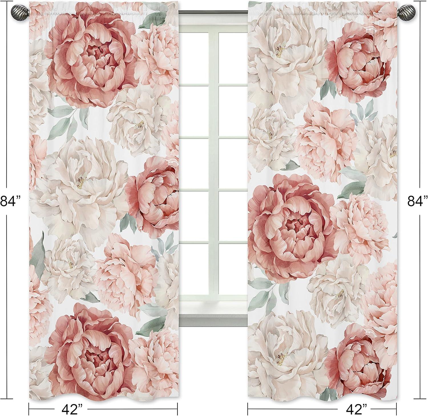 Sweet Jojo Designs Peony Floral Garden Pink and Ivory Semi-Sheer Rod Pocket Curtain Panels by Sweet Jojo Designs (Set of 2)
