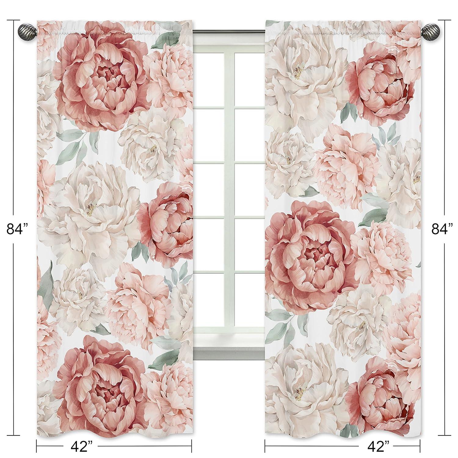 Sweet Jojo Designs Peony Floral Garden Pink and Ivory Semi-Sheer Rod Pocket Curtain Panels by Sweet Jojo Designs (Set of 2)