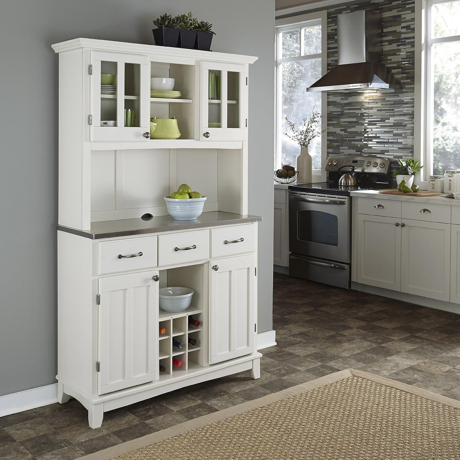 Stainless Top and Hutch Sideboard Buffet Servers- Home Styles