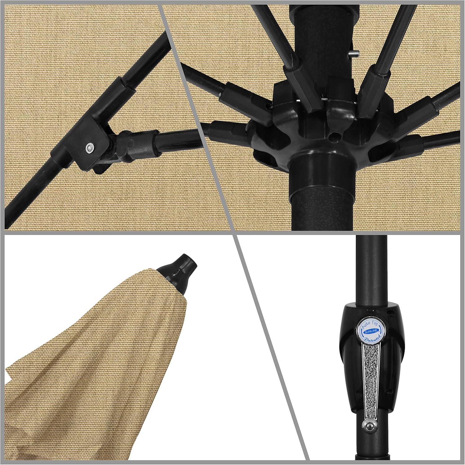 9 ft Heather Beige Aluminum Market Patio Umbrella