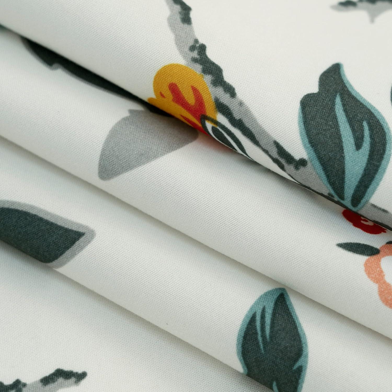 DriftAway Ada Floral Lined Thermal Insulated Room Darkening Blackout Grommet Window Curtains, 2 Panels, 52" x 72", Ivory Orange Teal