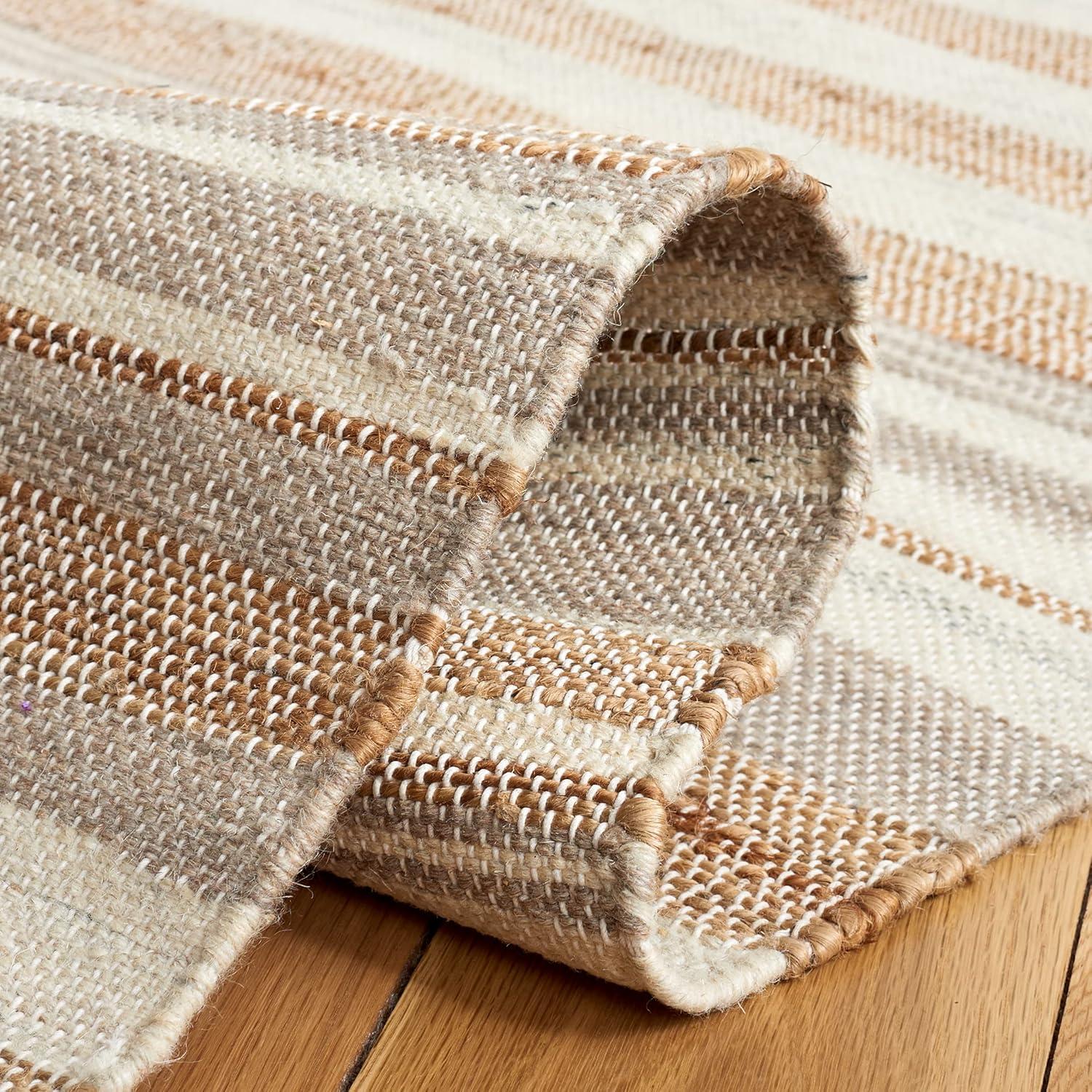 Highland Dunes Grice Hand Woven 50% Jute, 50% Wool Striped Rug