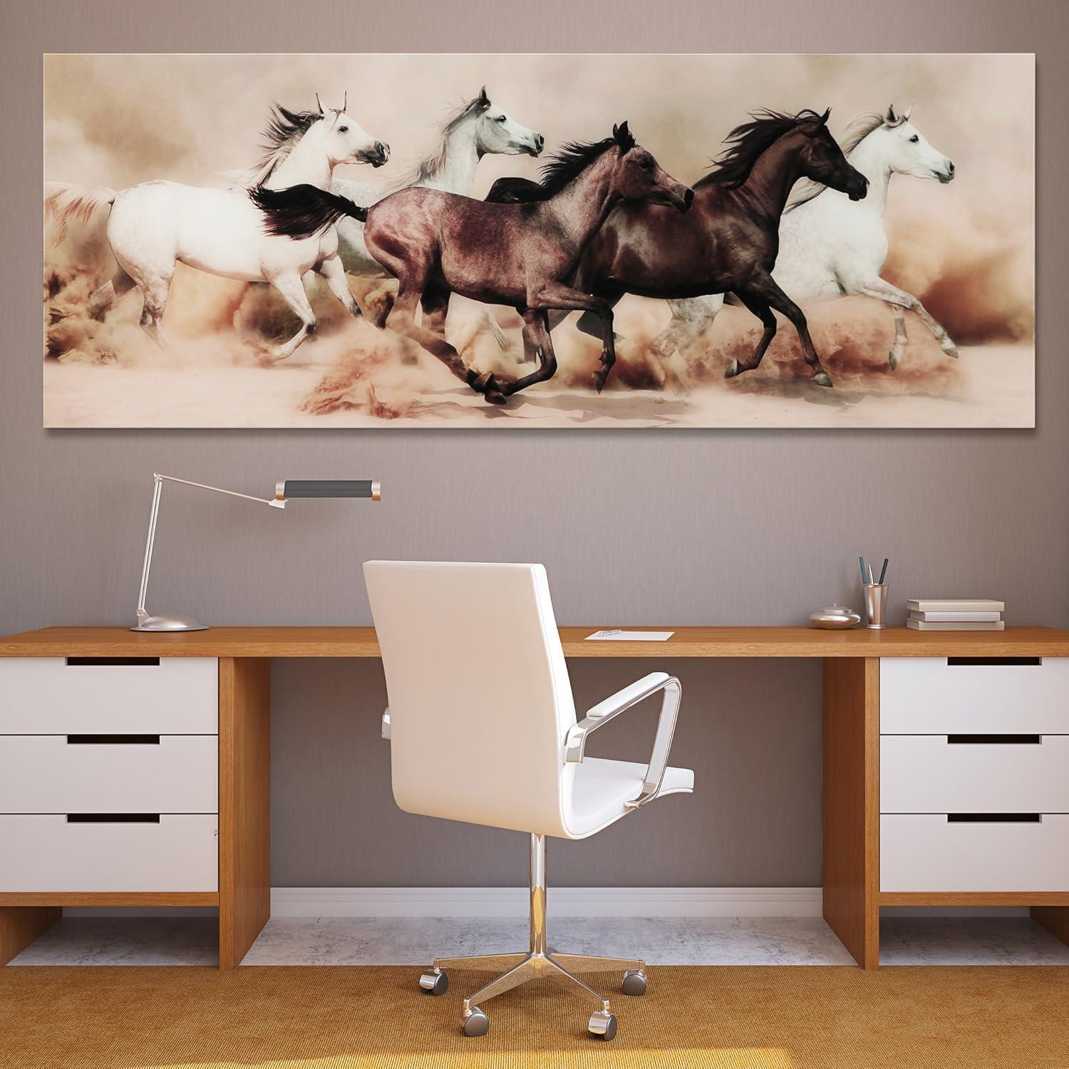 Empire Art Direct "Stampede" Horses Wall Art Printed on Free Floating Tempered Glass