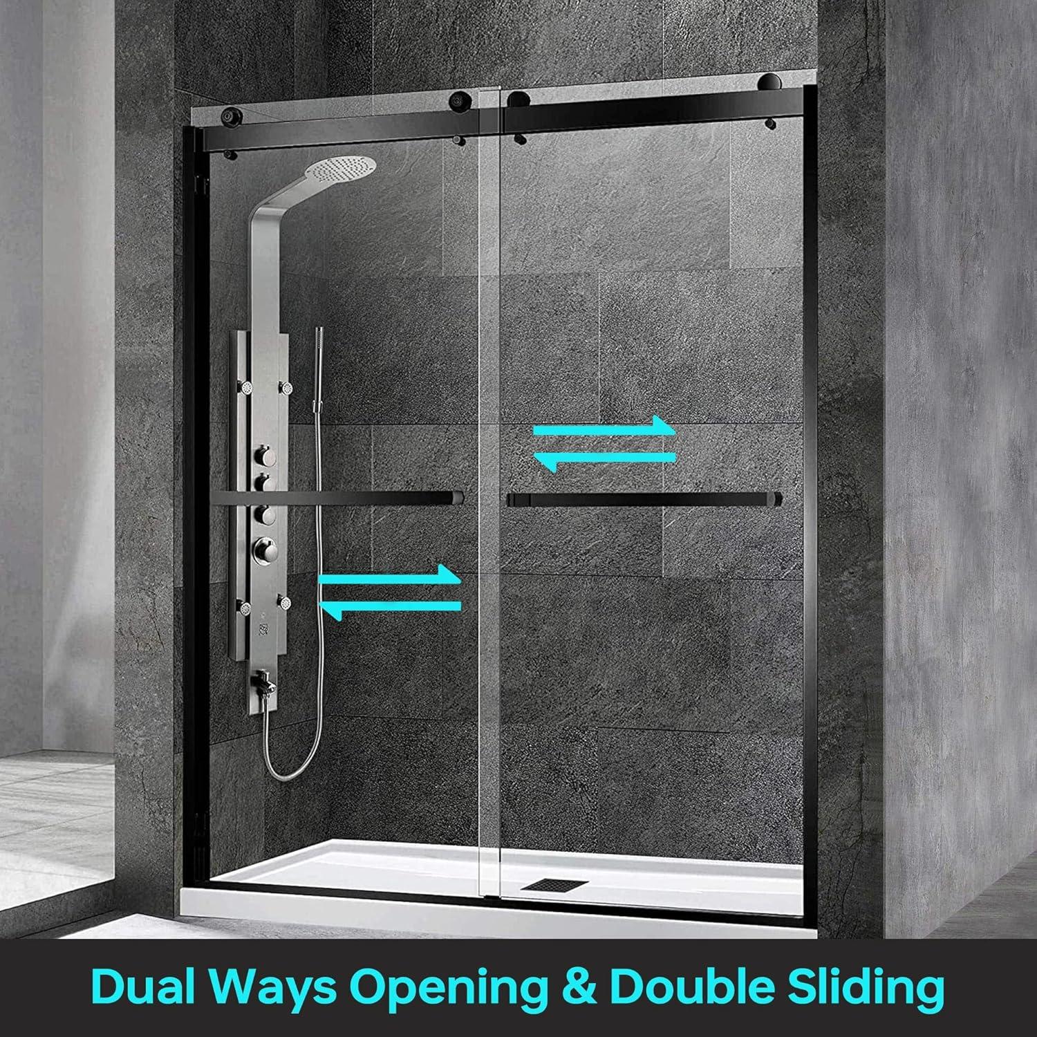 56-60" W x 76" H Double Sliding Frameless Shower Door with 3/8 in. Clear Glass