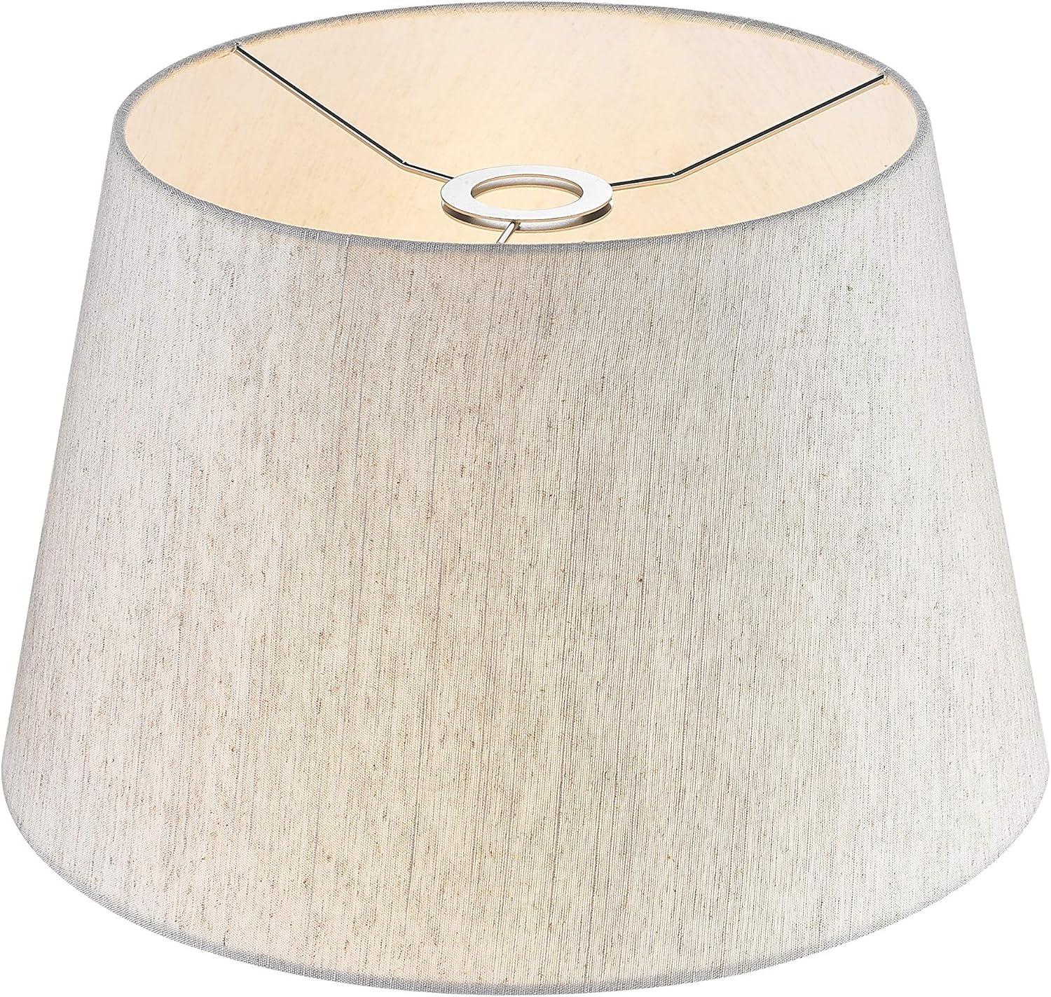 16" Tan Linen Empire Lamp Shade with Chrome Fitter