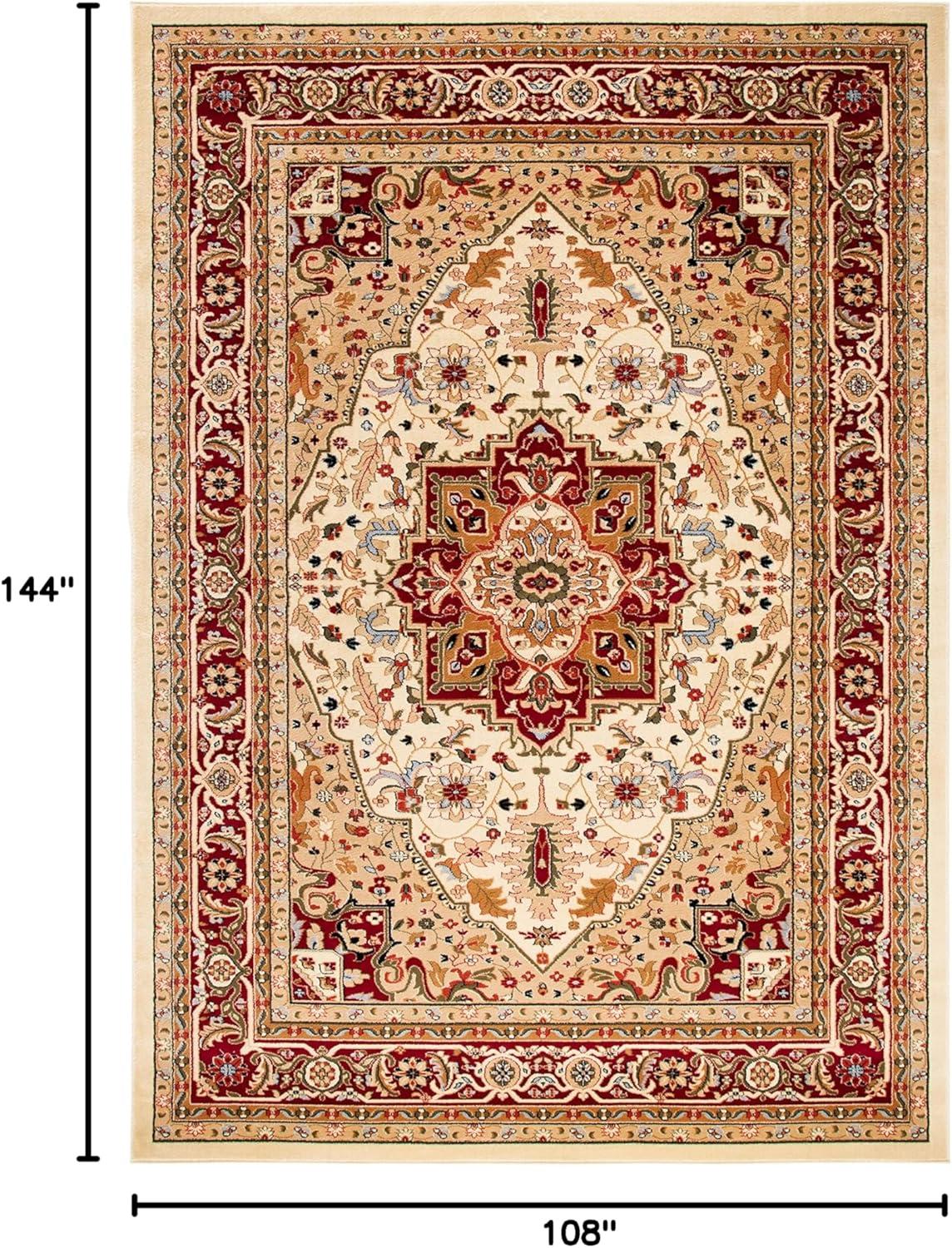 SAFAVIEH Lyndhurst Miranda Traditional Bordered Area Rug, Ivory/Red, 9' x 12'