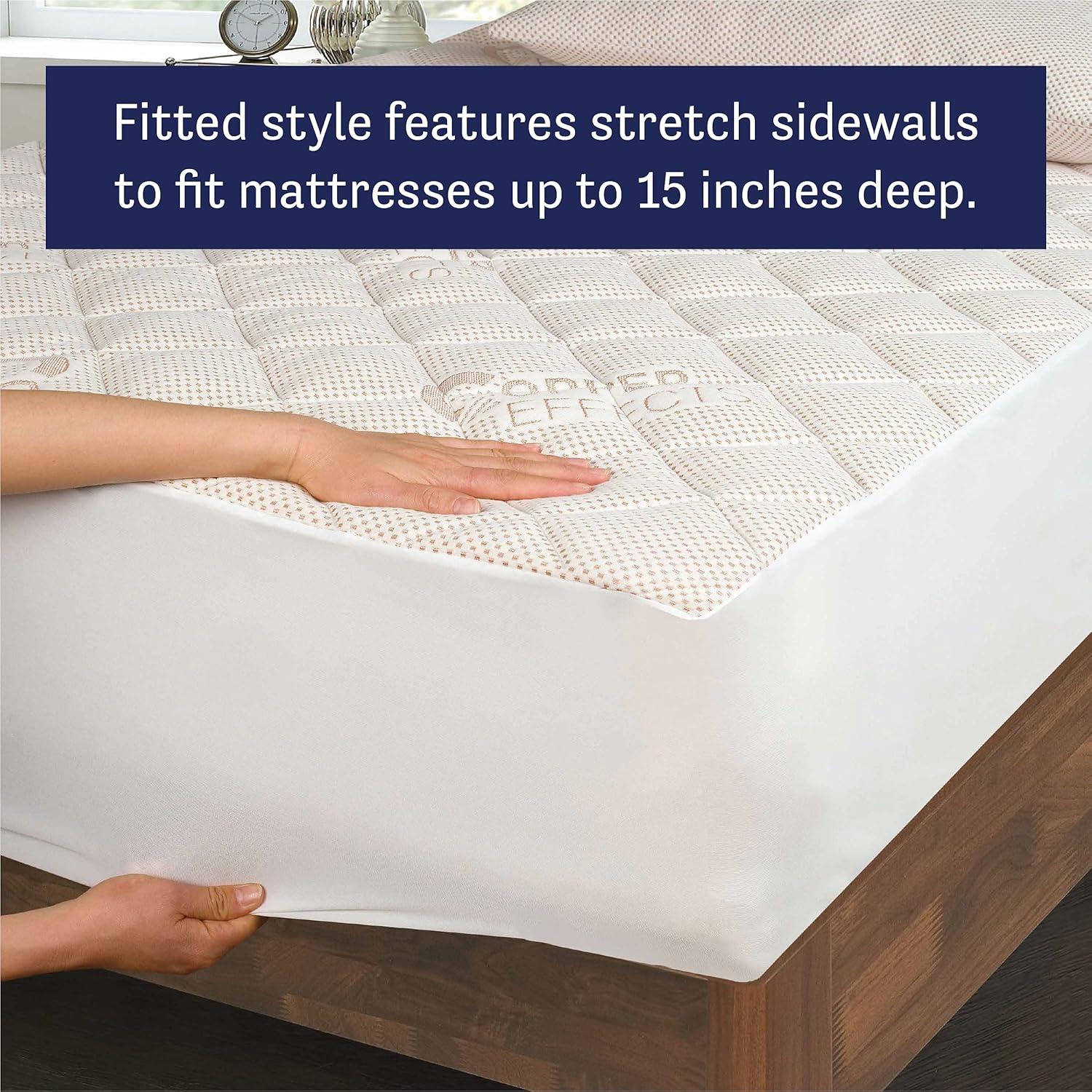 All-in-One Copper Effects Antimicrobial Fitted Mattress Pad, Twin