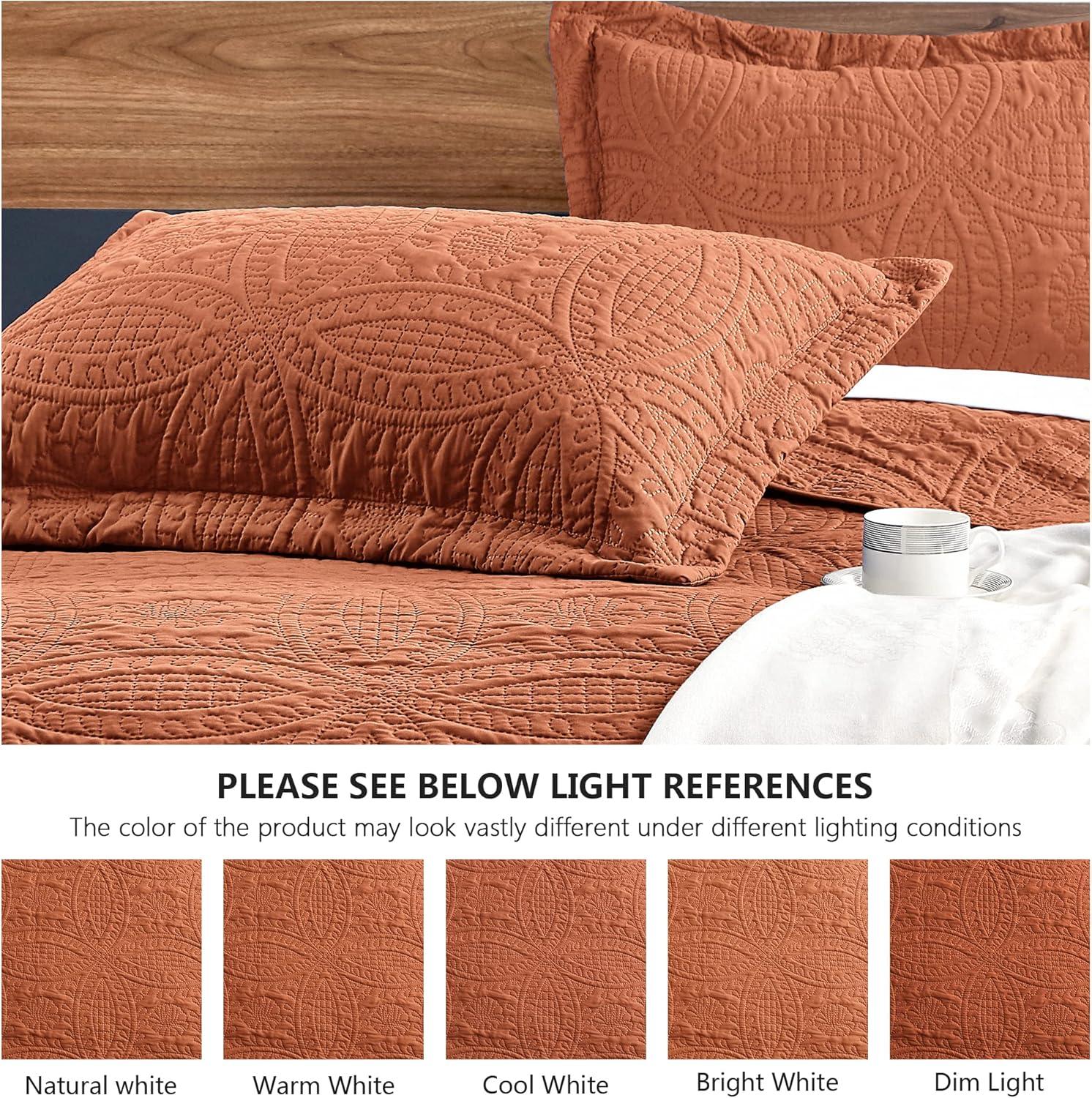 Queen Bed  Bedspreads 3 Piece Coin Pattern Umber - 3 Piece - Full - Queen