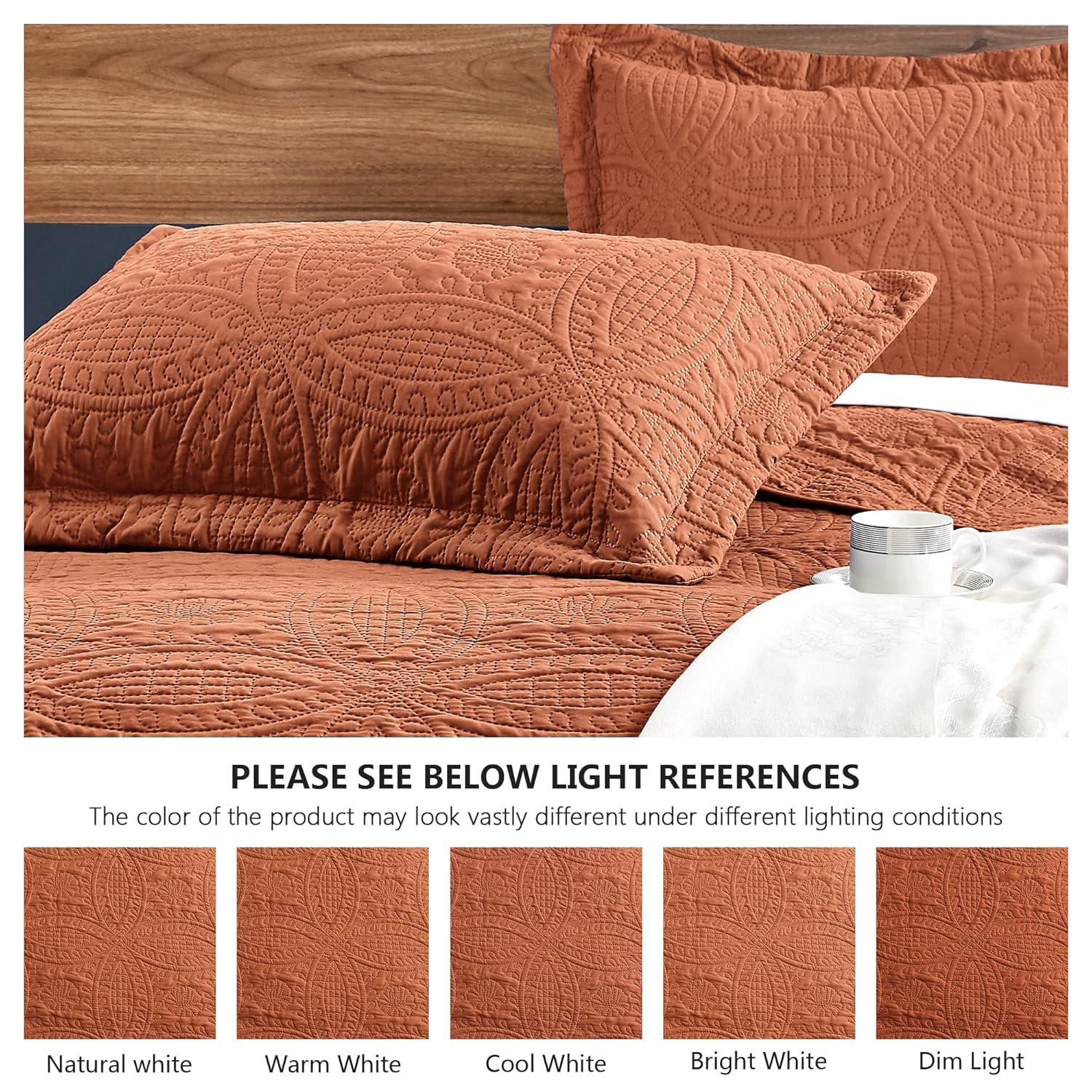 Queen Bed  Bedspreads 3 Piece Coin Pattern Umber - 3 Piece - Full - Queen