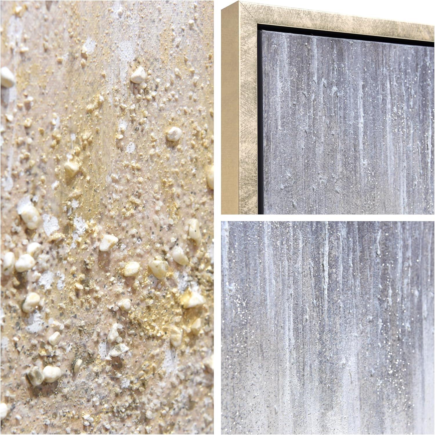 Empire Art Direct Golden Cascade Textured Glitter Hand Painted Framed Canvas Wall Art
