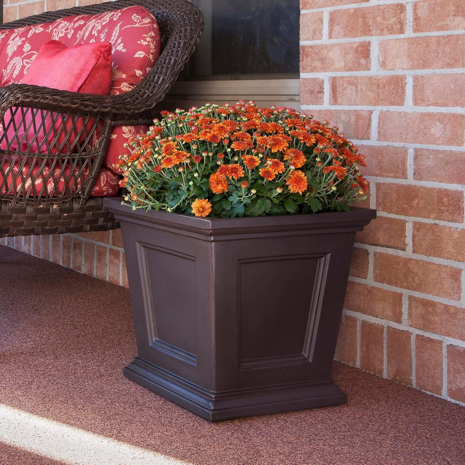 Espresso 17" Square Self-Watering Polyethylene Planter