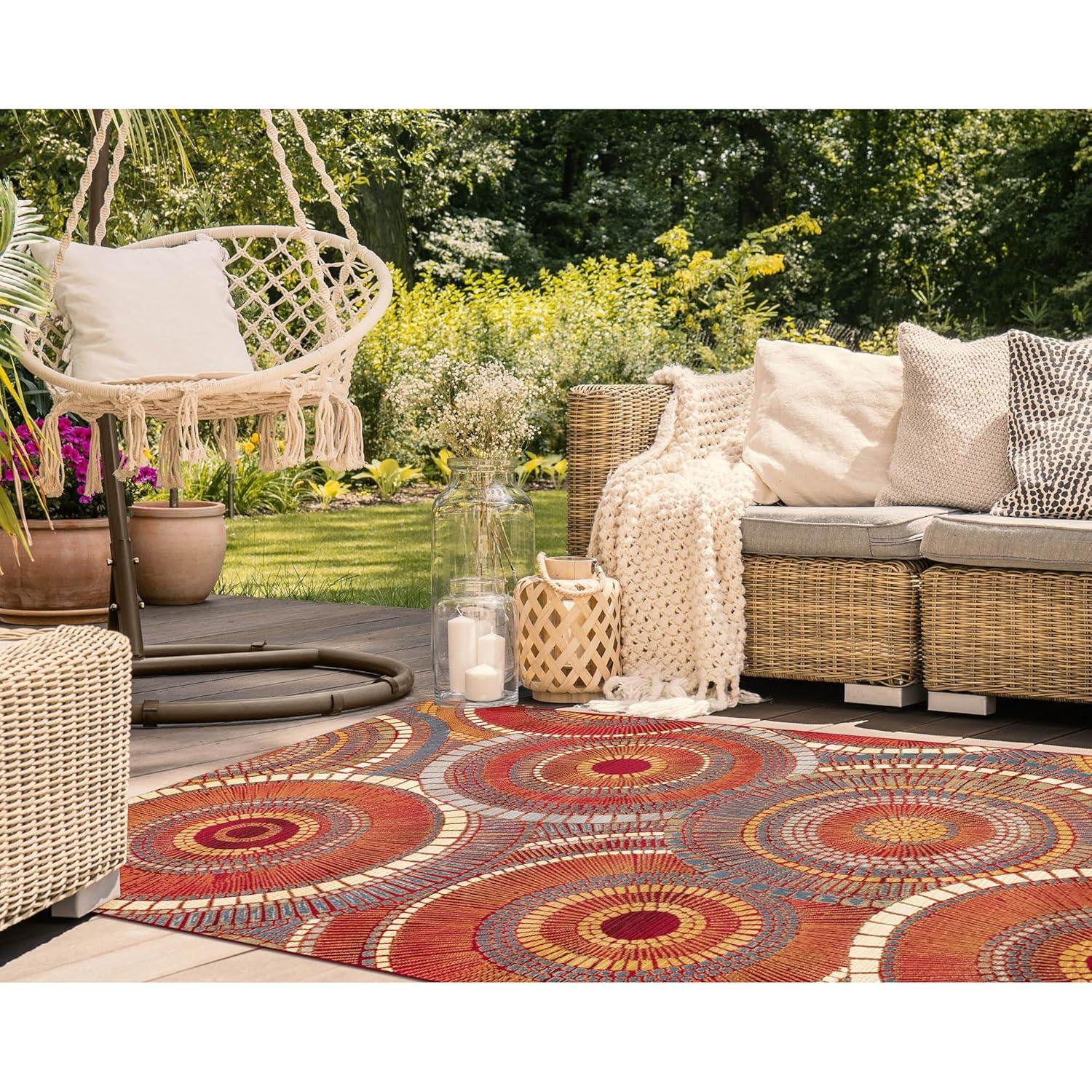 Liora Manne Marina Circles Indoor/Outdoor Rug Saffron 3'3" x 4'11"