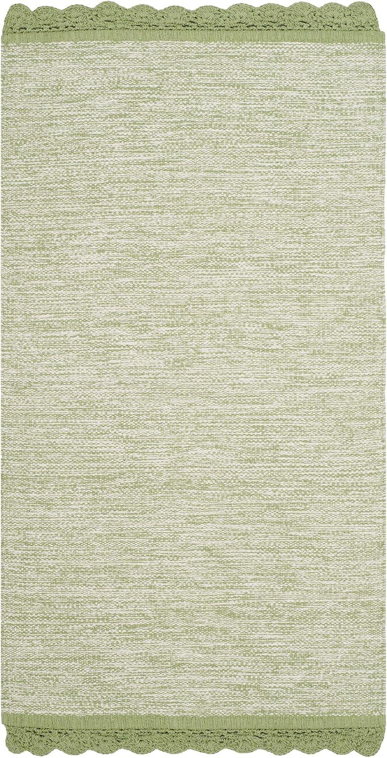 SAFAVIEH Montauk Sharlene Solid Braided Cotton Runner Rug, Green, 2'3" x 7'