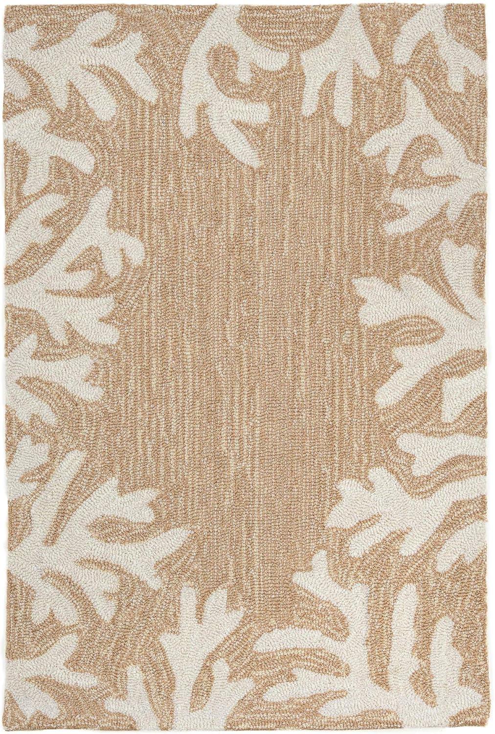 Coral Reef Motif Hand-Tufted Wool Blend Indoor/Outdoor Rug 24"x36"