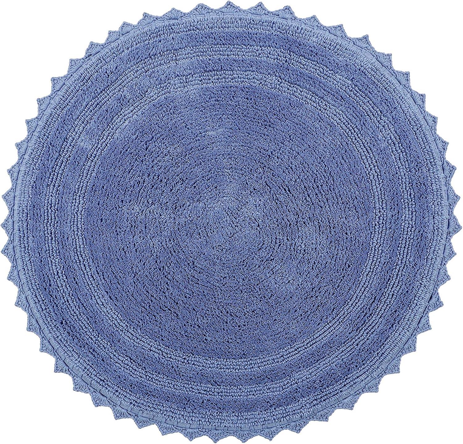 Better Trends Lilly Crochet 100% Cotton Tufted Reversible Bath Rug 30" Round - Blue