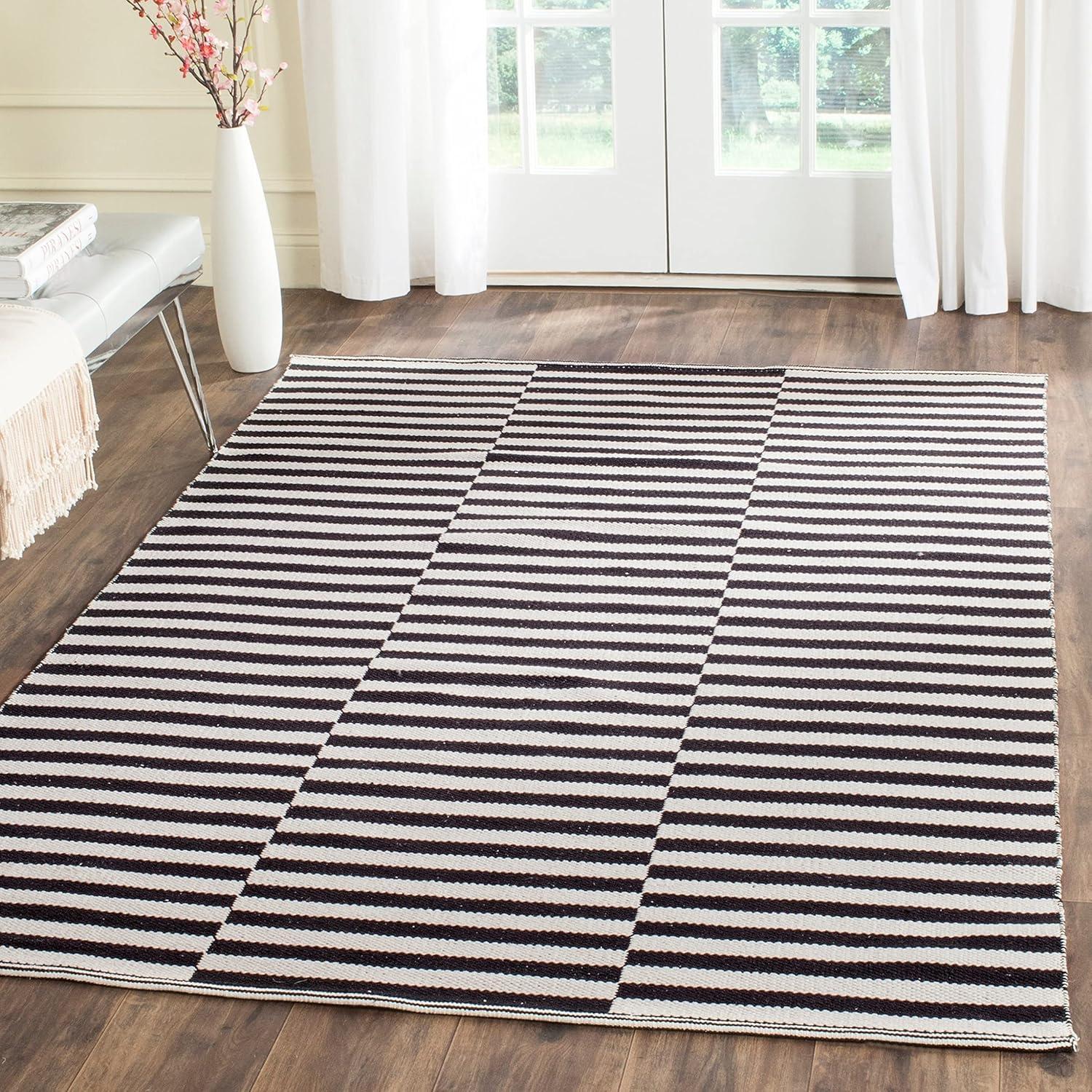 Ivory and Grey 3' x 5' Handmade Cotton Flat Woven Rug