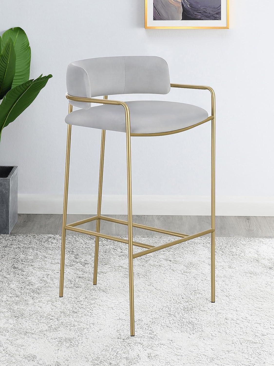 Coaster Comstock Velvet Upholstered Low Back Stool Gray and Gold