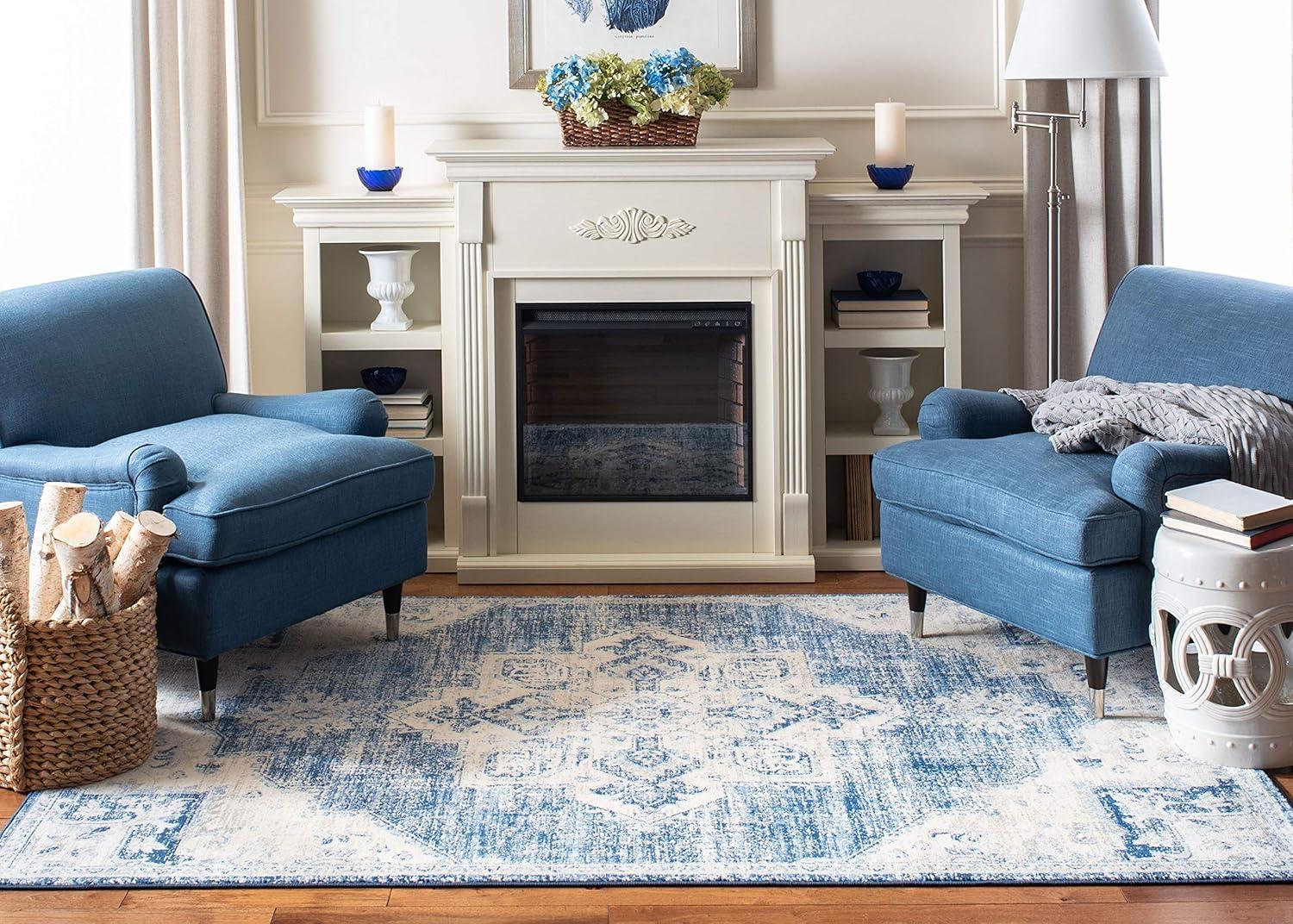 SAFAVIEH Brentwood Jameson Floral Bordered Area Rug, 12' x 18', Ivory/Navy