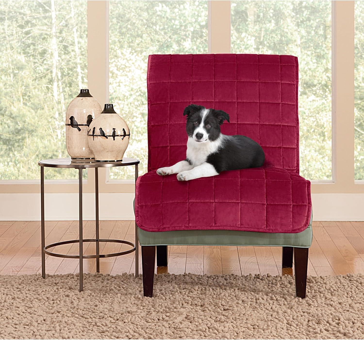 Deluxe Pet Armless Sofa Furniture Cover Ivory - Sure Fit: Machine Washable, Faux Suede Protector